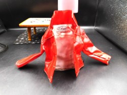 emme edgy red vinyl jacket label